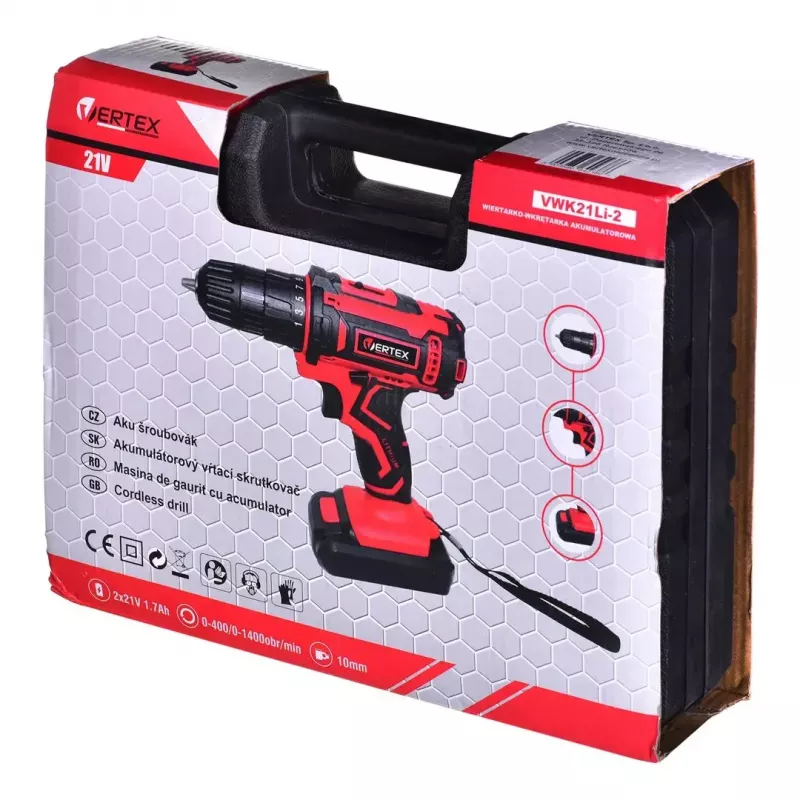 Vŕtačka VERTEX WK21Li-2 21V 2x1,7Ah