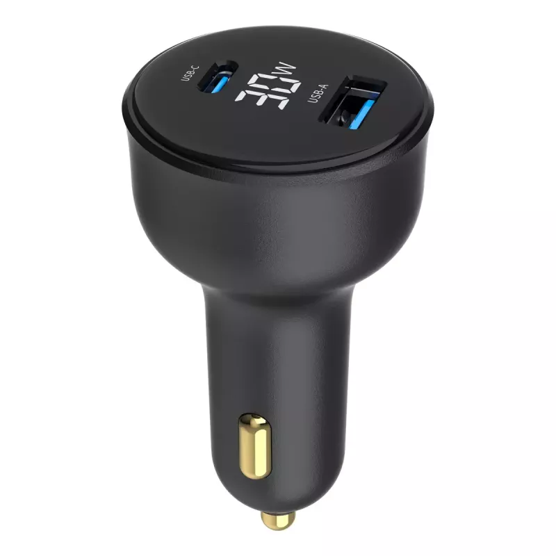 Auto nabíjačka Gembird TA-UC-AC2PD30LCD-CAR-01, USB-C, 30 W, 12–24 V, čierna