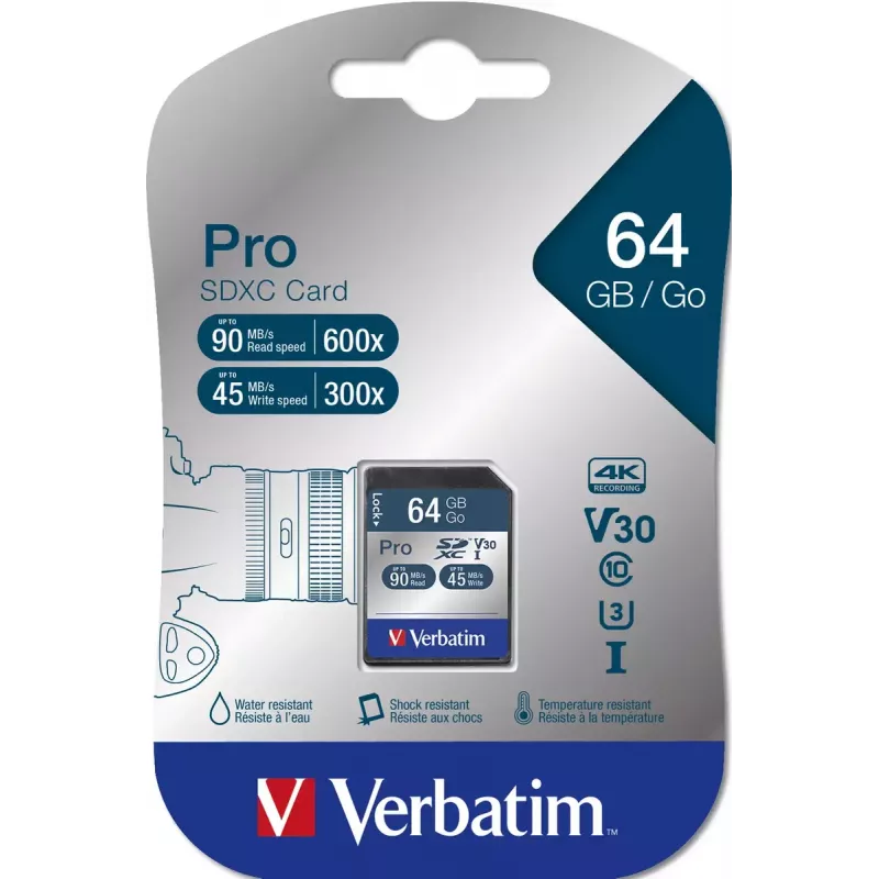 Flash pamäť Verbatim Pro 64 GB SDXC UHS Class 10