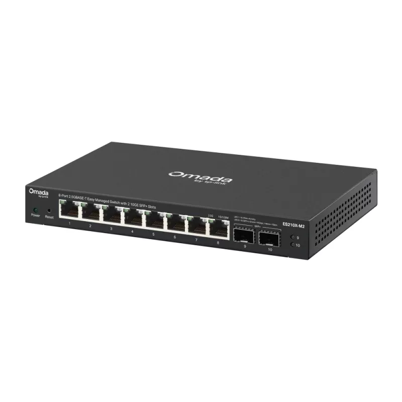 Spravovaný 2,5G Ethernet switch TP‑Link ES210X‑M2 — 8x 2,5G (100/1000/2500), 80 Gbit/s, montáž na stôl/stenu