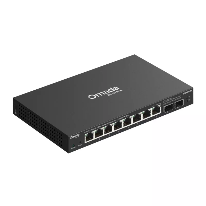 Spravovaný 2,5G Ethernet switch TP‑Link ES210X‑M2 — 8x 2,5G (100/1000/2500), 80 Gbit/s, montáž na stôl/stenu