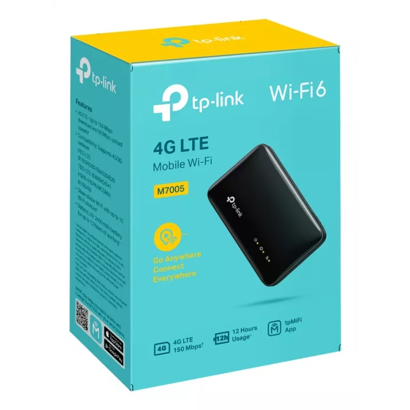 4G bezdrôtový router TP-Link M7005, Single-Band 2,4 GHz, NanoSIM, Wi-Fi 6, čierny