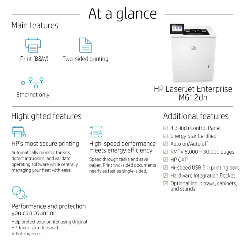 Tlačiareň HP LaserJet Enterprise M612dn laserová biela