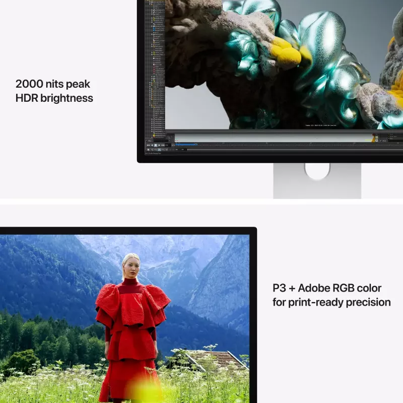 Monitor Apple Studio Display XDR — 27 inch 5K (5120×2880), LED, nanotextúrové sklo, naklápací a výškovo nastaviteľný stojan, strieborná