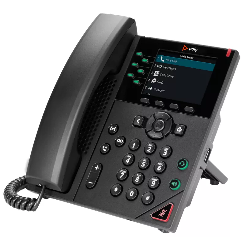 HP Poly VVX 350 6-Line IP Phone and PoE-enabled, IP Phone, čierna, Wired handset, 6 lines, LCD, 8,89 cm (3,5 palcov)