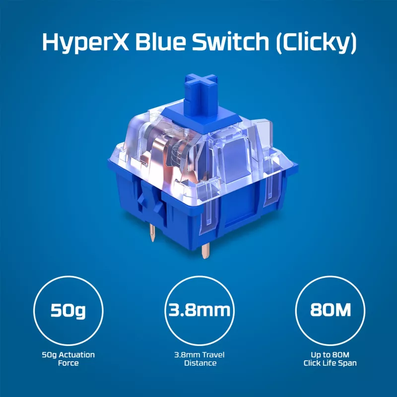 HyperX Alloy Origins PBT HX Blue – mechanická herná klávesnica