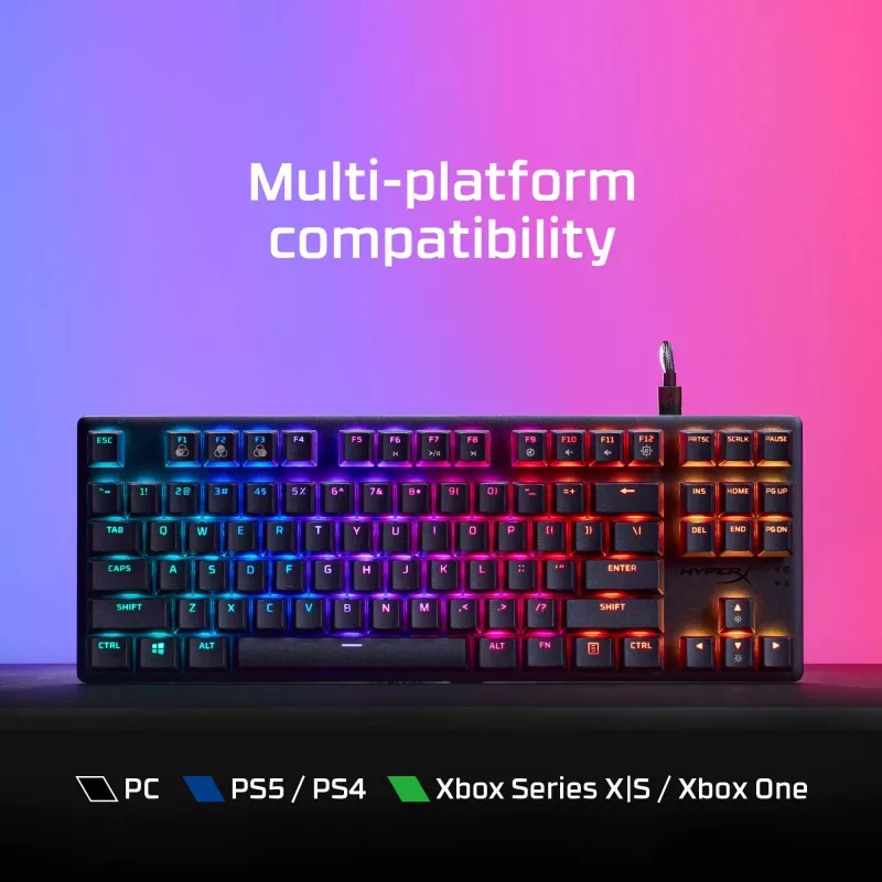 HyperX Alloy Origins Core PBT HX Aqua – mechanická herná klávesnica