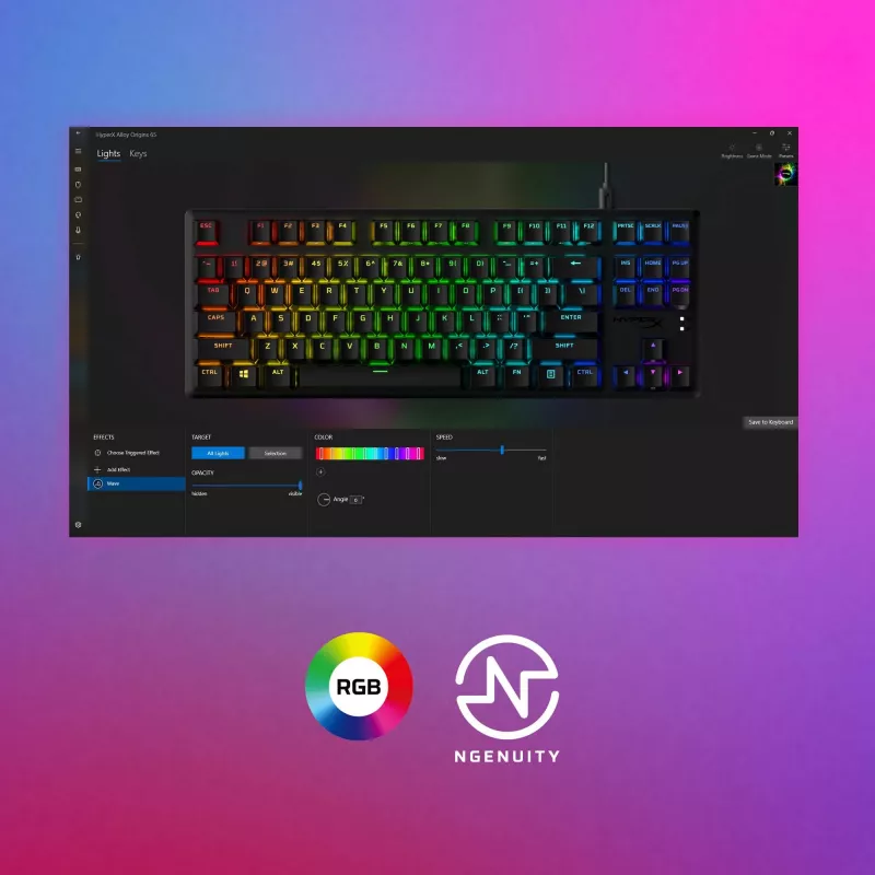 HyperX Alloy Origins Core PBT HX Aqua – mechanická herná klávesnica