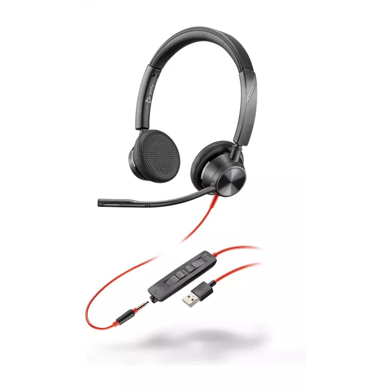 HP Poly Poly Blackwire 3325 USB-A Headset, káblový, kancelária/kontaktné centrum, 130 g, headset, čierny