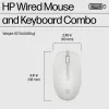 HP 225 káblová kombinácia myši a klávesnice, Full-Size (100 %), káblová, USB, biela, myš súčasťou