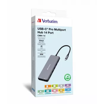 Verbatim CMH-14 USB Type-C 5000 Mbit/s strieborná