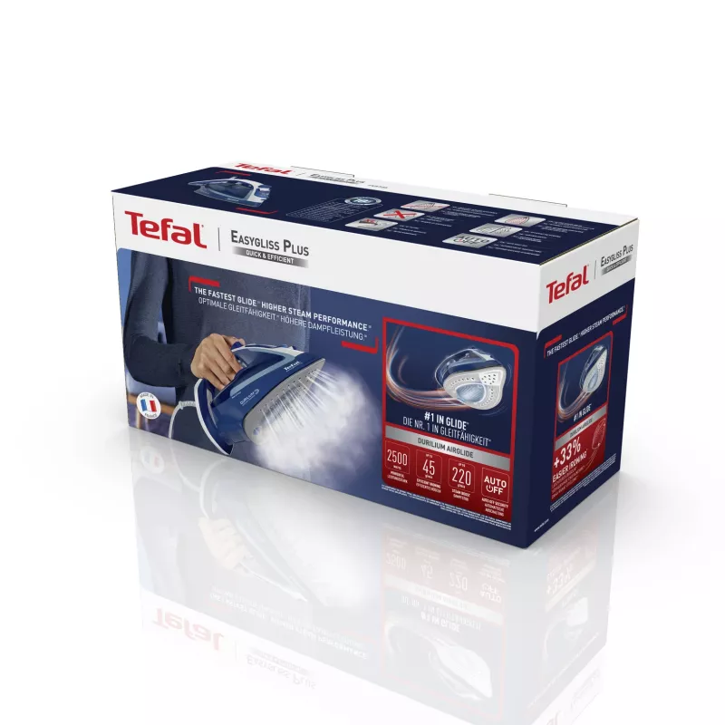 Tefal EasyGliss Plus FV5735 žehlička suchá a parná žehlička Durilium žehliaca plocha 2 500 W modrá, biela