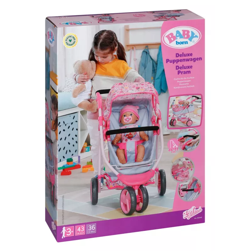 BABY born Deluxe kočík pre bábiky, kočík pre bábiky, 3 roky
