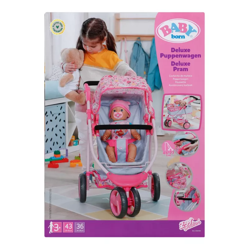 BABY born Deluxe kočík pre bábiky, kočík pre bábiky, 3 roky