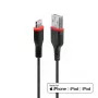 Lindy 1m zosilnený kábel USB Type-A na Lightning, 1 m, Lightning, USB A, konektor samec, konektor samec, čierny