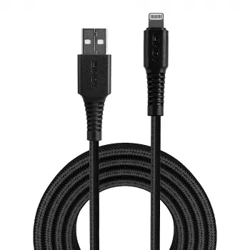 Lindy 2m zosilnený nabíjací a synchronizačný kábel USB Type-A na Lightning