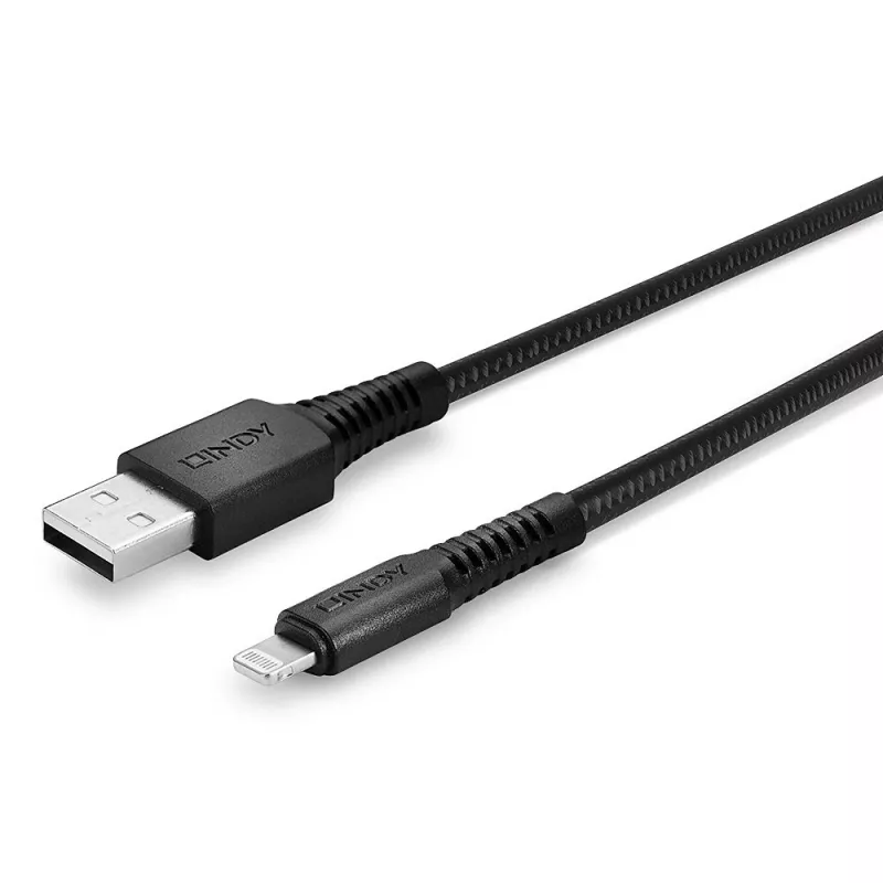 Lindy 3m zosilnený nabíjací a synchronizačný kábel USB Type-A na Lightning