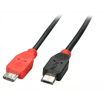 Lindy 2m OTG kábel USB 2.0 Type Micro-B na Micro-B, 2 m, Micro-USB B, Micro-USB B, USB 2.0, konektor samec/konektor samec, čierny