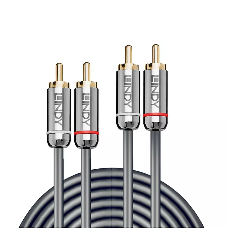 Lindy 0,5 m duálny phono audio kábel, Cromo Line, 2 x cinch, konektor samec, 2 x cinch, konektor samec, 0,5 m, antracitová