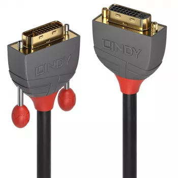 Lindy 2m predlžovací kábel DVI-D Dual Link, Anthra Line, 2 m, DVI-D, DVI-I, konektor samec, konektor samica, čierny