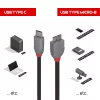 Lindy 1m kábel USB 3.2 typ C na Micro-B, Anthra Line, 1 m, USB C, Micro-USB B, USB 3.2 Gen 1 (3.1 Gen 1), čierny