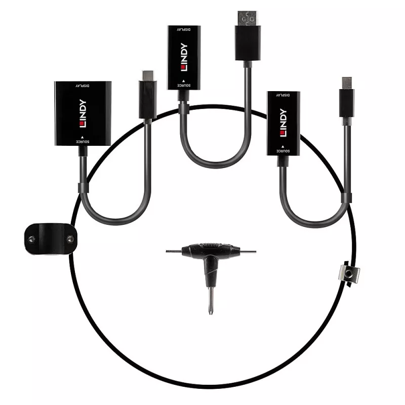 Lindy držiak konvertora USB Type-C, mDP a DisplayPort na HDMI 18G
