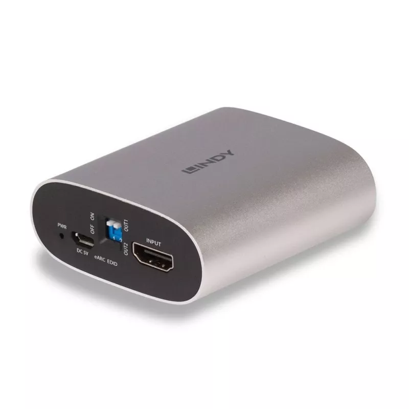 Lindy 4K60 HDMI eARC extraktor, Micro-USB B, 65 mm, 70 mm, 27 mm, 83 g, 0 - 40 °C