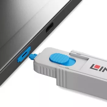 Lindy HDMI Port Blocker súprava, modrá (1x kľúč, 4x blokátory), blokátor portov + kľúč, HDMI, modrá, sivá, akrylonitril-butadién-styrén (ABS), 1 ks, polybag