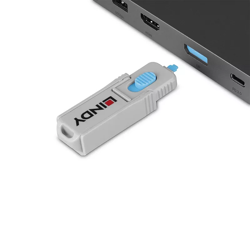 Lindy 40324 blokátor portov blokátor portov + kľúč DisplayPort modrá akrylonitril-butadién-styrén (ABS) 5 ks