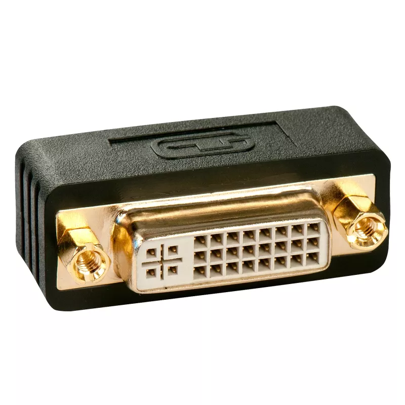 Lindy Premium DVI-D spojka, konektor samec na konektor samica, DVI-I, DVI-D, čierna