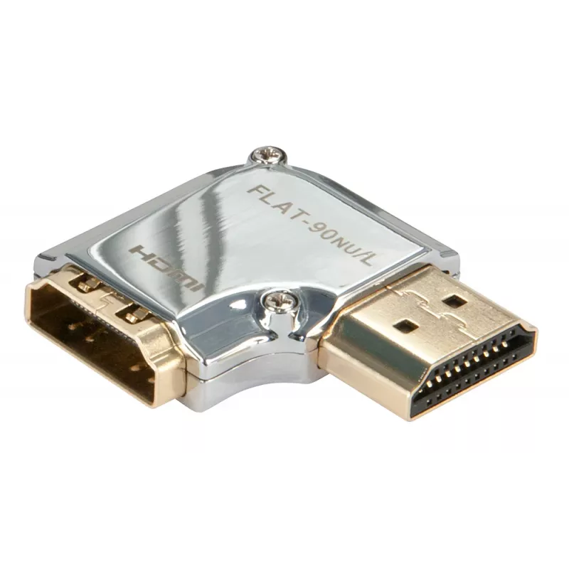 Lindy CROMO HDMI konektor samec na HDMI konektor samica 90-stupňový uhlový adaptér - vľavo