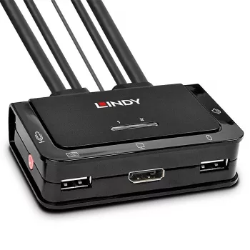 Lindy 2-portový DisplayPort 1.2, USB 2.0 a audio káblový KVM switch