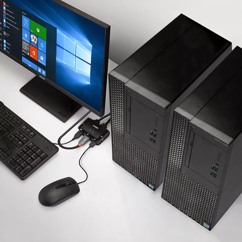 Lindy 2-portový DisplayPort 1.2, USB 2.0 a audio káblový KVM switch