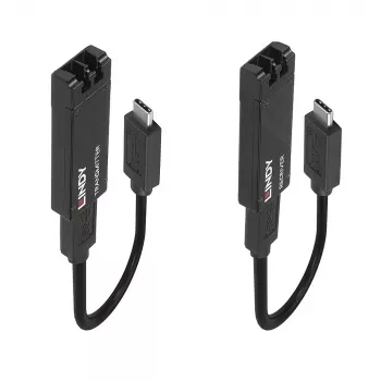 Lindy 100m optický USB 3.2 Type C extender, sieťový vysielač a prijímač, 100 m, 10000 Mbit/s, optický, USB 3.2 Gen 1 (3.1 Gen 1) Type-C, čierna