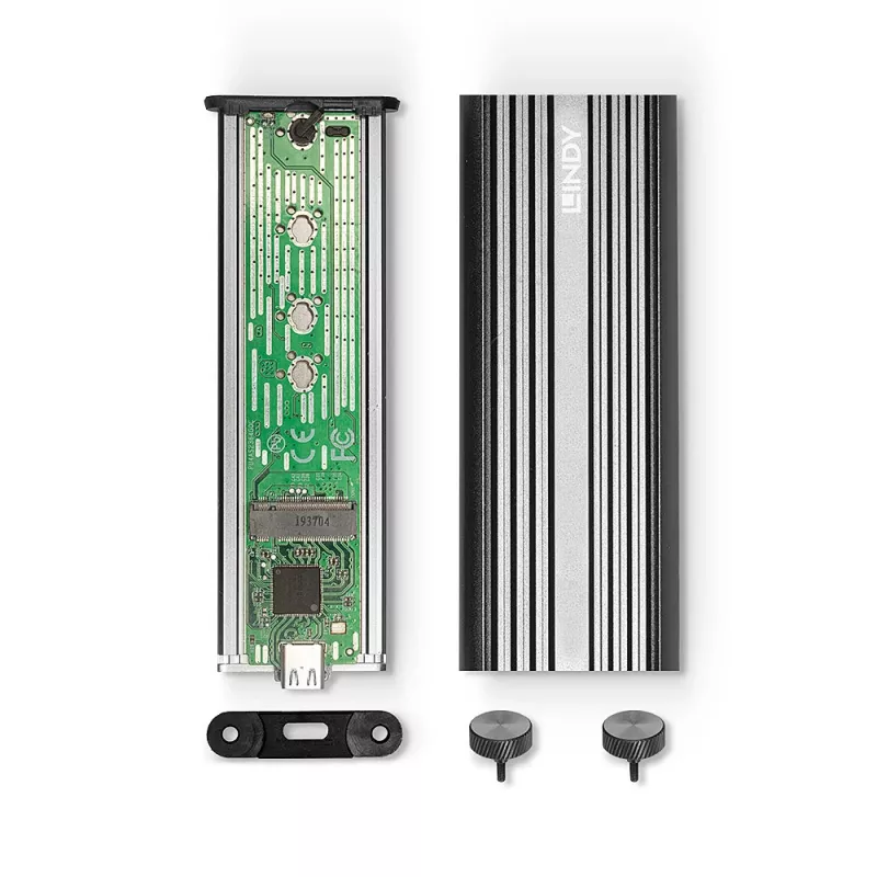 Lindy USB 3.2 Gen 2 x2 NVMe M.2 SSD puzdro, SSD puzdro, M.2, PCI Express, 20 Gbit/s, USB port, strieborná