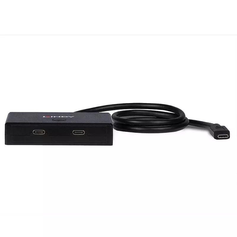 Lindy 2-portový USB 3.2 Gen 2 Type-C obojsmerný switch, USB 3.2 Gen 1 (3.1 Gen 1) Type-C, USB 3.2 Gen 1 (3.1 Gen 1) Type-C, 5000 Mbit/s, čierna, 0,6 m, 85 mm