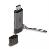 Lindy USB 3.2 Type-C a A čítačka SD/microSD kariet, MiniSD, SD, čierna, sivá, 5000 Mbit/s, USB 3.2 Gen 1 (3.1 Gen 1) Type-A/Type-C, 78,5 mm, 22,5 mm