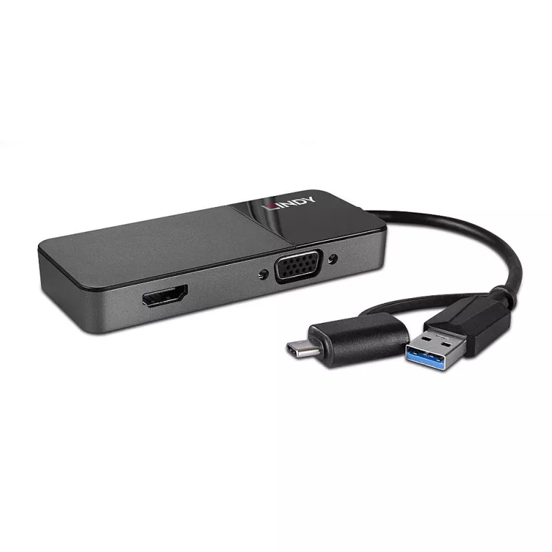 Lindy 43354 dokovacia stanica pre notebook/USB port replikátor USB 3.2 Gen 1 (3.1 Gen 1) Type-A + Type-C čierna