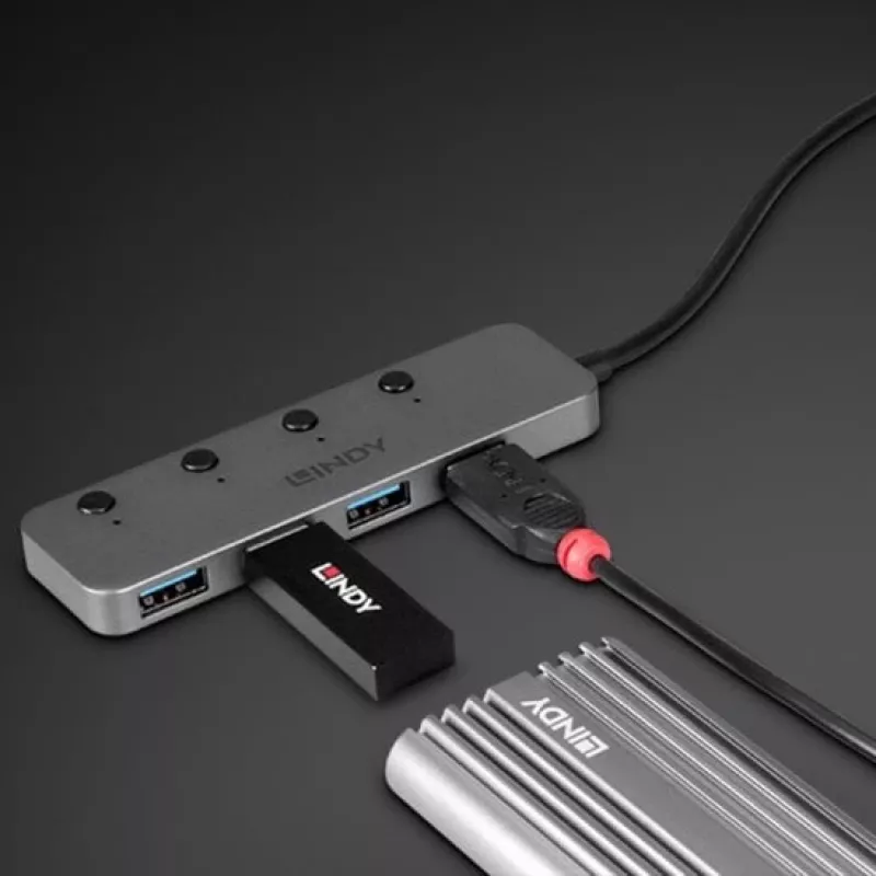 Lindy 4 port USB 3.2 typ C hub s vypínačmi