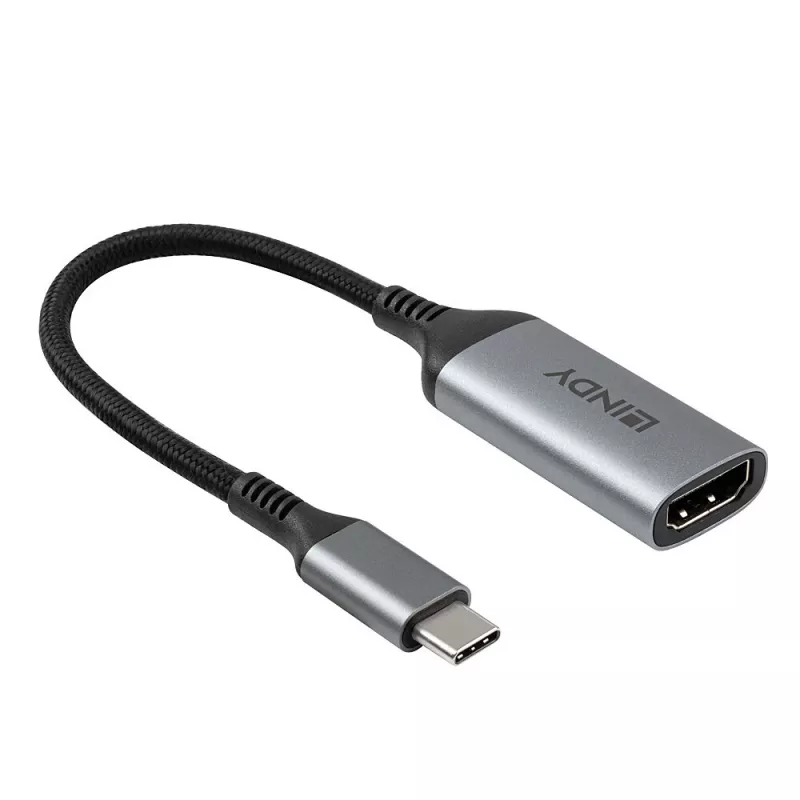 Lindy 43428 video kábel adaptér 0,15 m USB Type-C HDMI sivý