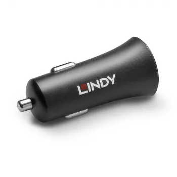 Lindy Single Port USB Type C PD auto nabíjačka, 27 W, auto, zapaľovač cigariet, 12 V, 3 A, čierna