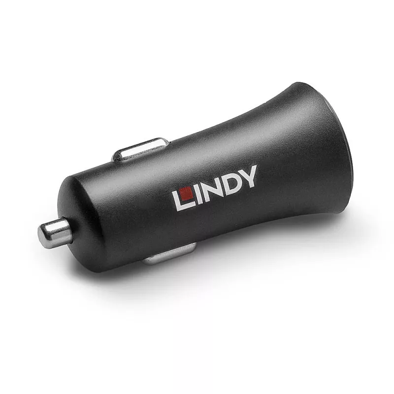 Lindy Single Port USB Type C PD auto nabíjačka, 27 W, auto, zapaľovač cigariet, 12 V, 3 A, čierna