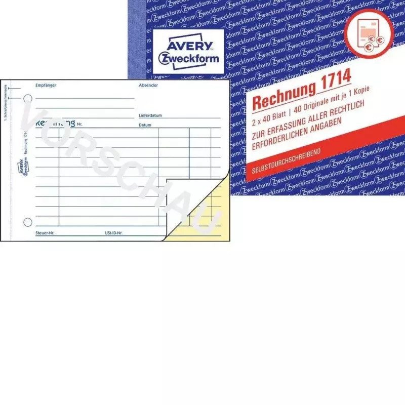AVERY 1714 účtovný formulár/kniha A6 40 strán