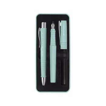 Guľôčkové pero a plniace pero Faber-Castell Poly Ball sada čierna svetlomodrá 3 kusy