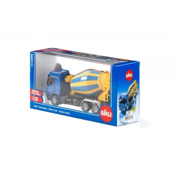 Hračkárske nákladné auto miešačka Siku mierka 1:50, červeno-biely model, konštrukcia z tlakového odlievania