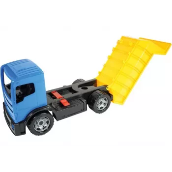 Nákladné auto Lena GIGA TRUCKS sklápačka modrá červená mix