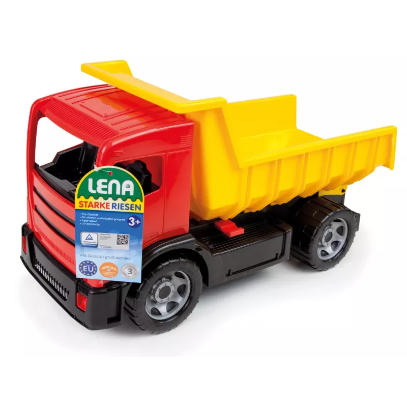 Nákladné auto Lena GIGA TRUCKS sklápačka modrá červená mix