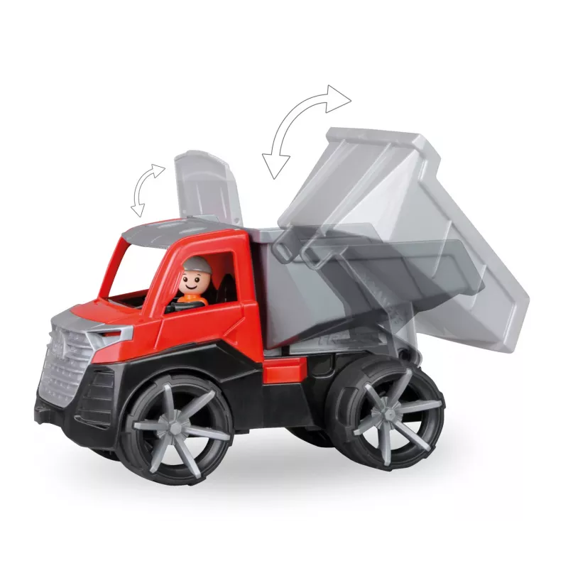 Sklápacie nákladné auto Lena TRUXX 29cm guma oceľ sivá červená
