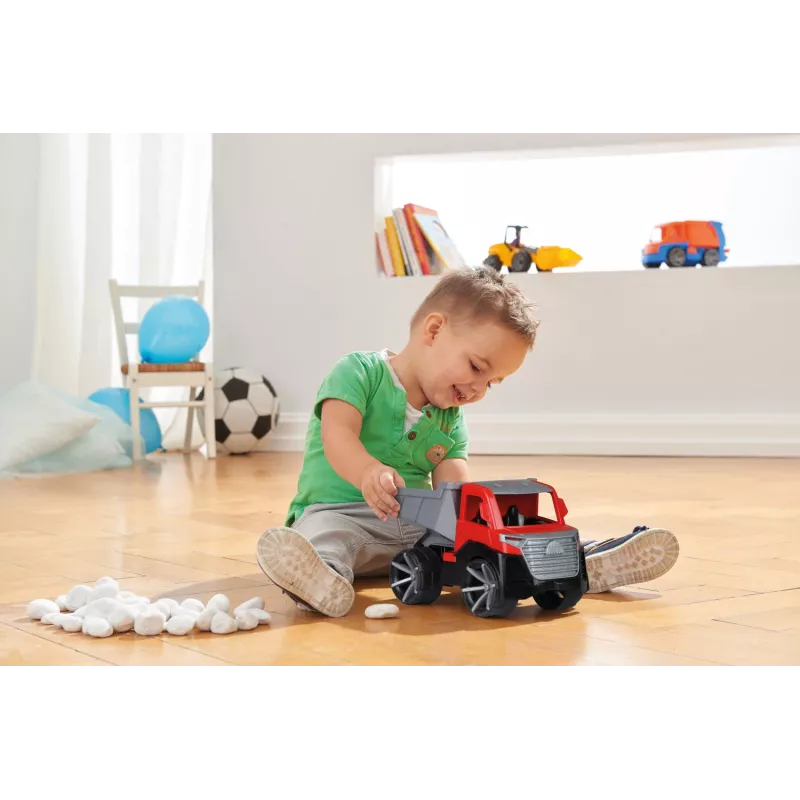 Sklápacie nákladné auto Lena TRUXX 29cm guma oceľ sivá červená