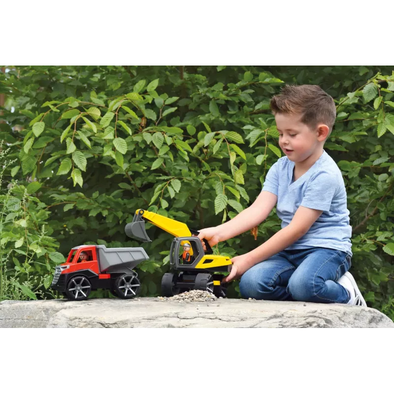 Sklápacie nákladné auto Lena TRUXX 29cm guma oceľ sivá červená